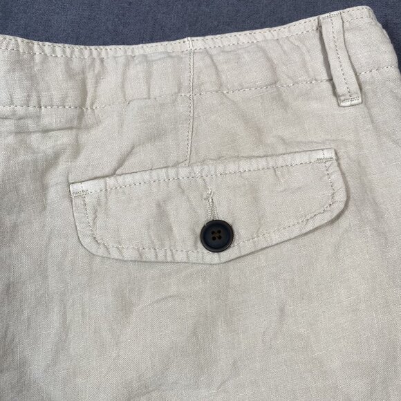 Lucky Brand Mens Beige Linen Cargo Shorts Size 38 With Buttoned Back Pockets - Picture 7 of 10